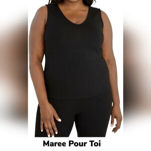 Maree Pour Toi Black Soft Stretch Knit Tank Ready To Layer Fit V-Neck Top